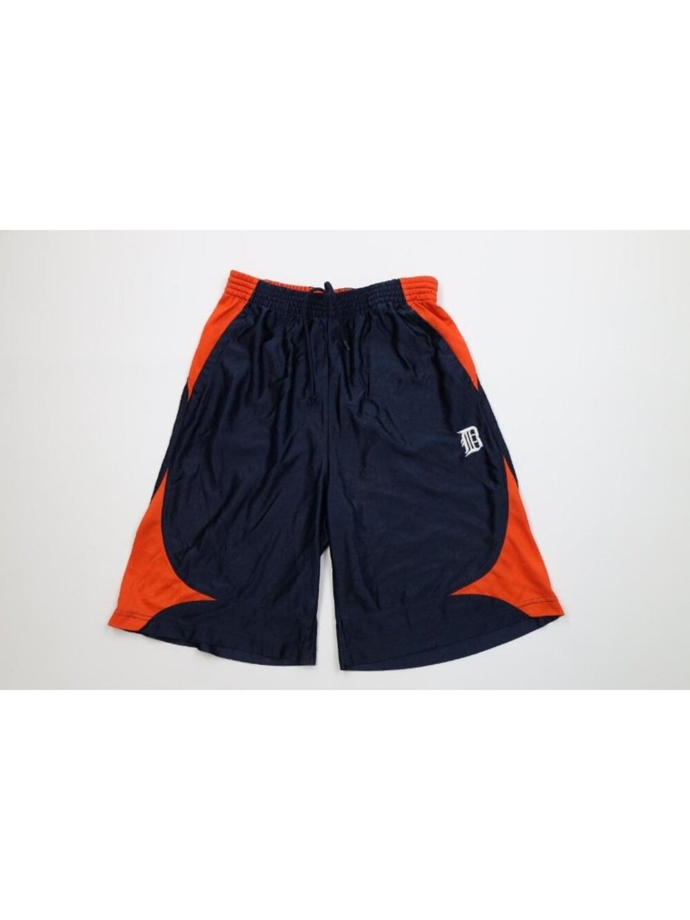 Vintage Mens Large Old English Detroit Tigers Baseball Dazzle Shorts Blue Orange